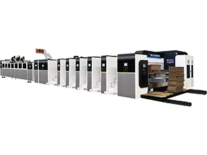 Plegadora encoladora flexográfica con servoaccionamiento de doble impresión