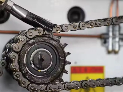 Sección de transmisión por cadena y sistema transportador